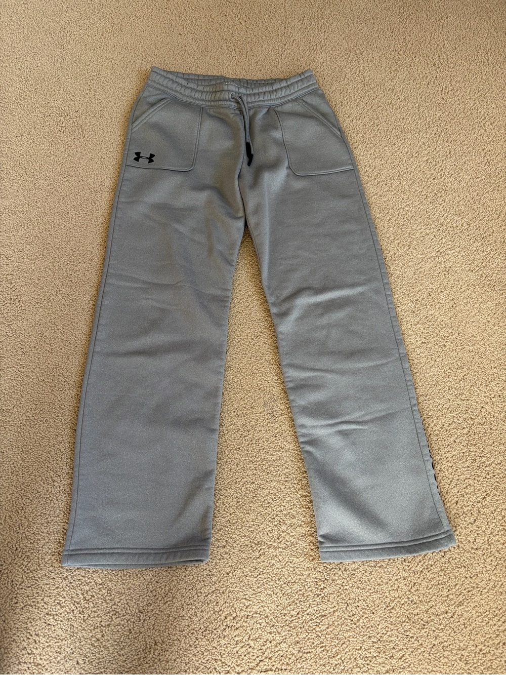 Under Armour Kids Grey Fleece Joggers with Black Logo